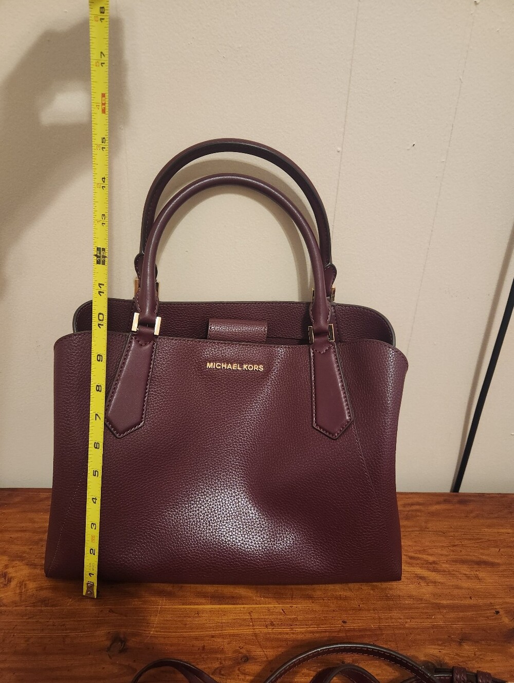 Michael Kors Women's Burgundy Leather Satchel - Picture 8 of 9